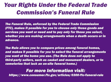 Community Announcement #2 - Your Rights Under the Federal Trade Commission's Funeral Rule